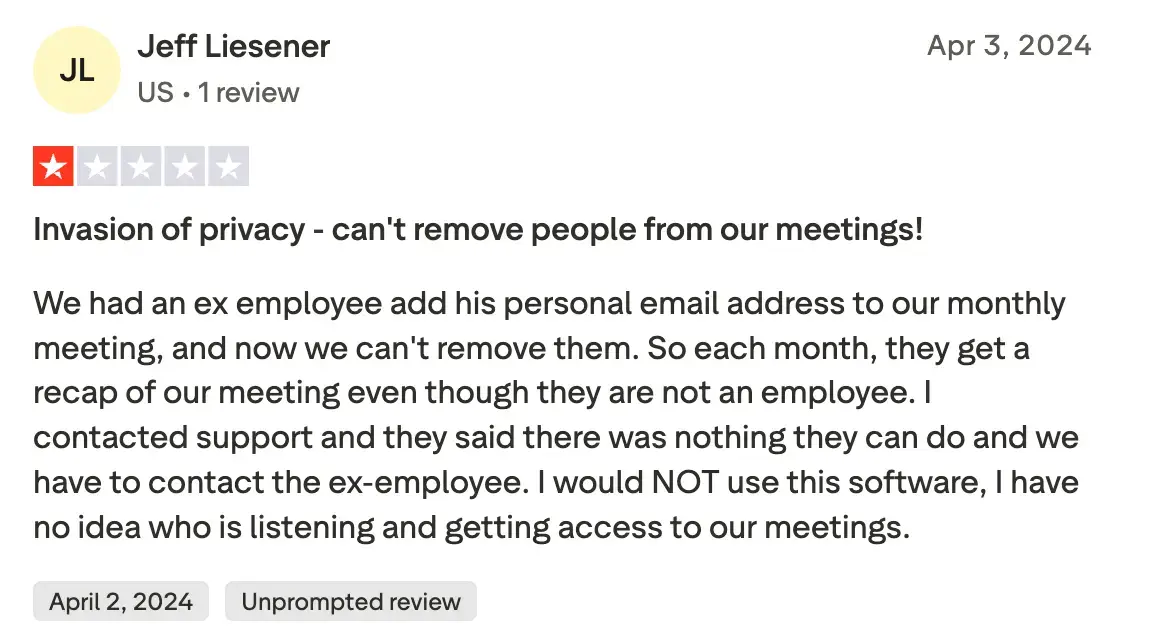 Fireflies shares transcripts without permission